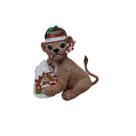 The Danbury Mint Christmas Baby Animal Ornament Collection Lion Cub Gingerbread - Picture 1 of 4